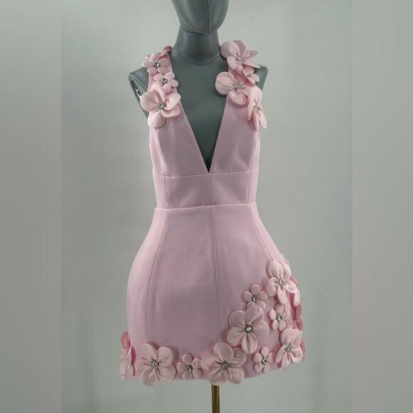 🆕 BRONX & BANCO 🧿 NWOT Estelle Floral Mini Dress, Blush Pink - Sz M US 6 - Picture 5 of 17